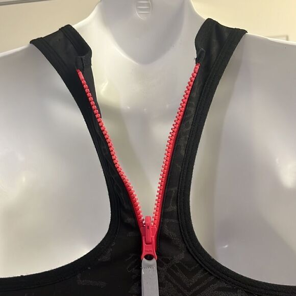 Free People Movement Black/Gray/Coral Abstract Pullover Zip-Up Sports Bra- Small - Picture 6 of 13